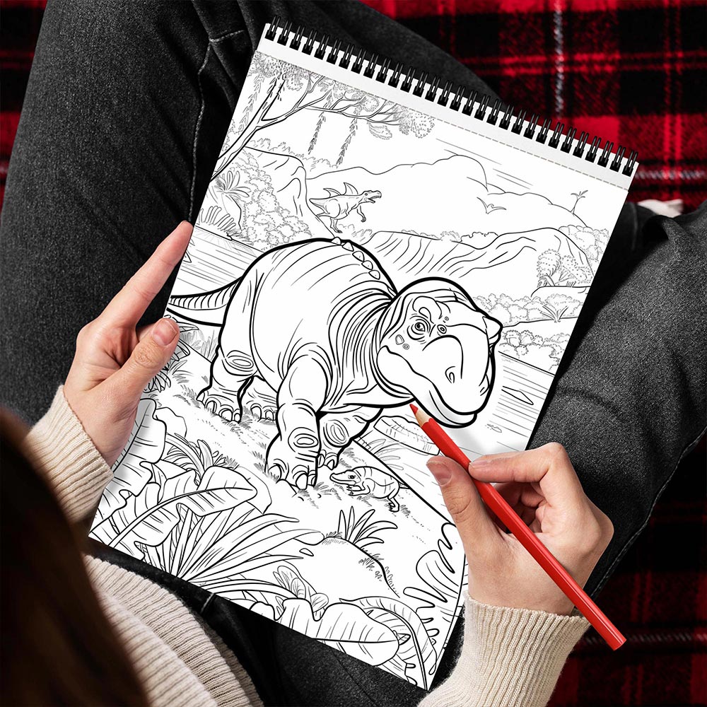 MOTAVYN Prehistoric Spiral Bound Coloring Book for Adults