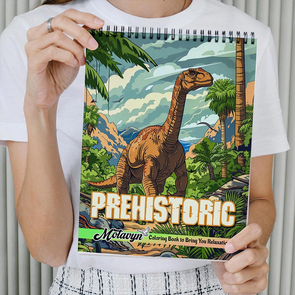 MOTAVYN Prehistoric Coloring Book Spiral Bound for Adults