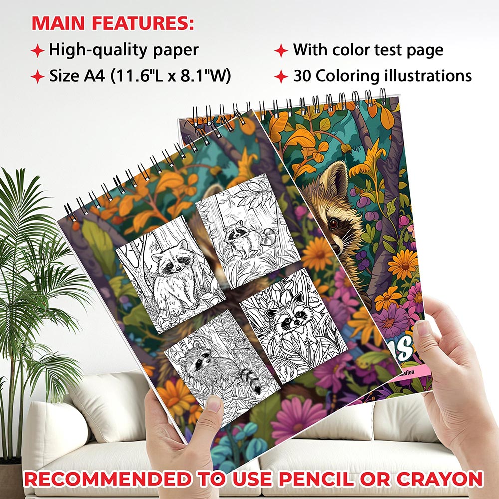 MOTAVYN Raccoon Coloring Sheets for Adults