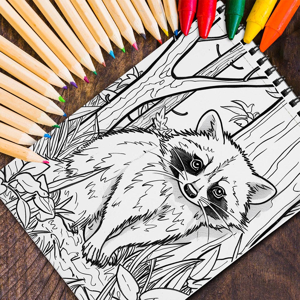 MOTAVYN Raccoon Spiral Coloring Book for Adults