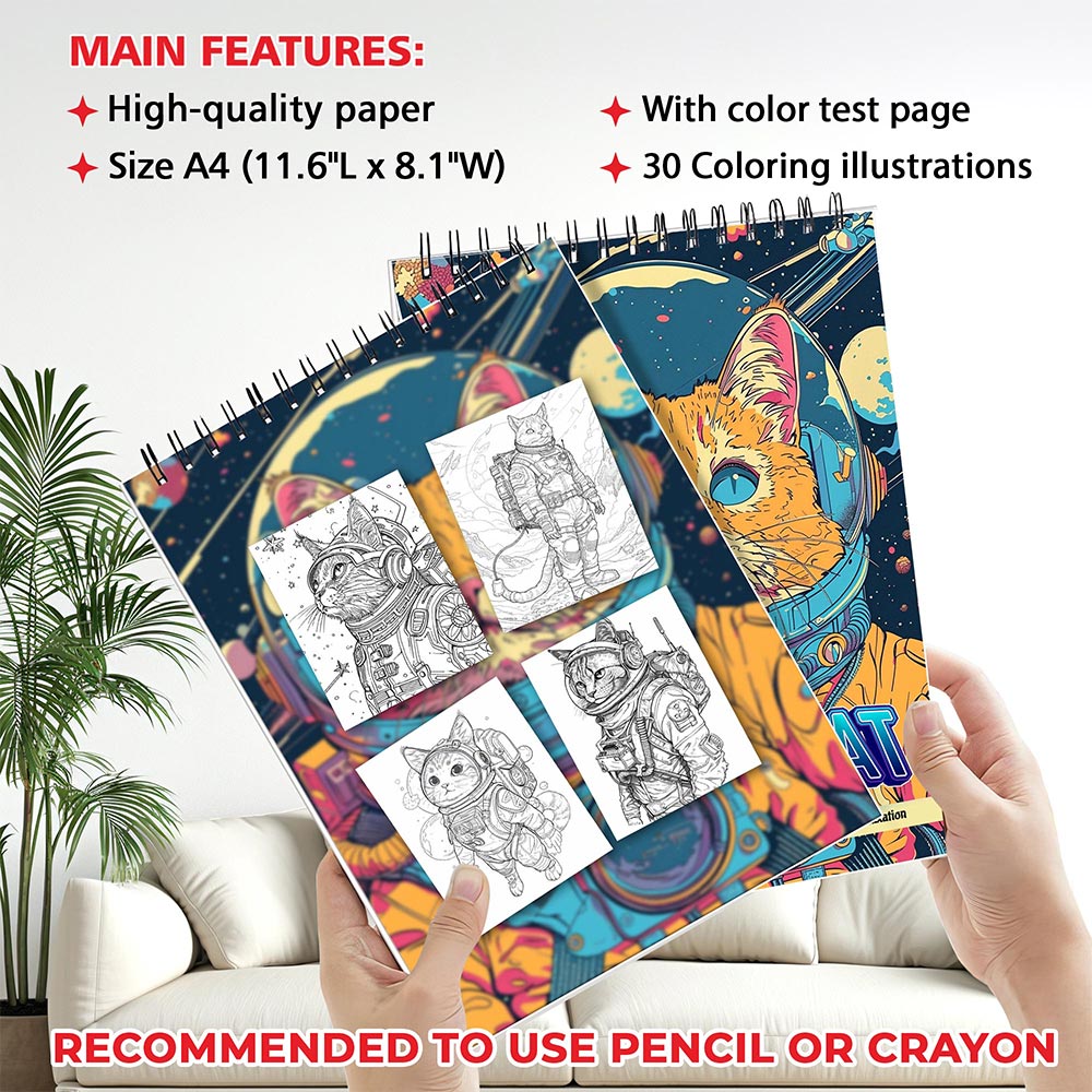 MOTAVYN Space Cat Coloring Sheets for Adults