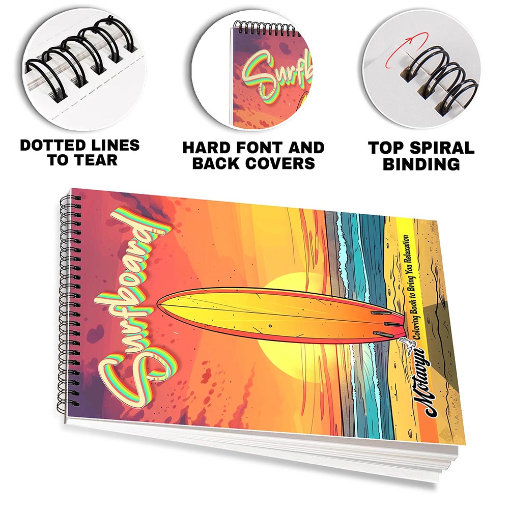 MOTAVYN Surfboard Coloring Pages for Adults