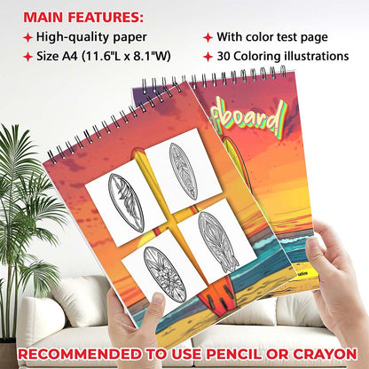 MOTAVYN Surfboard Coloring Sheets for Adults