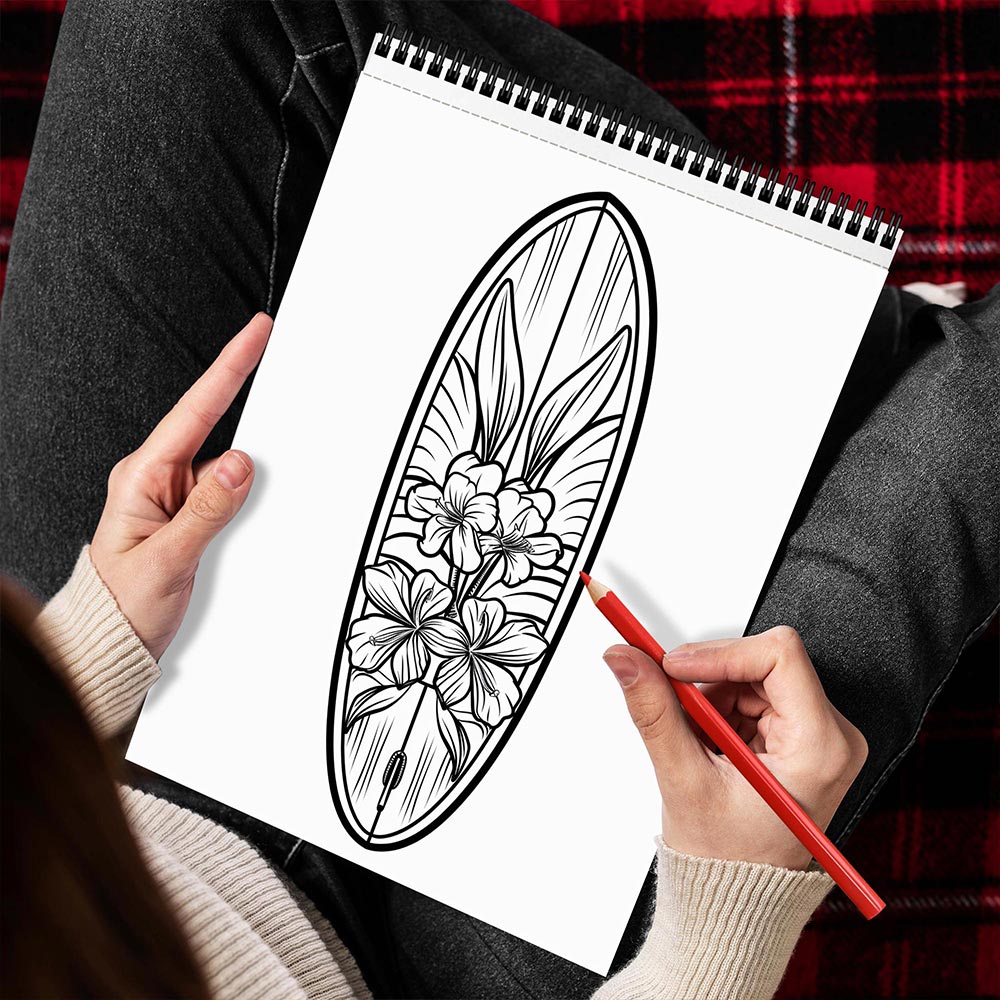 MOTAVYN Surfboard Spiral Bound Coloring Book for Adults
