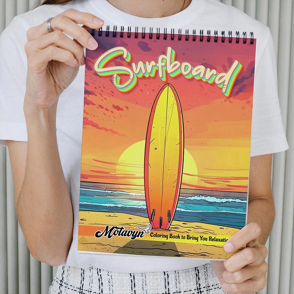 MOTAVYN Surfboard Coloring Book Spiral Bound for Adults