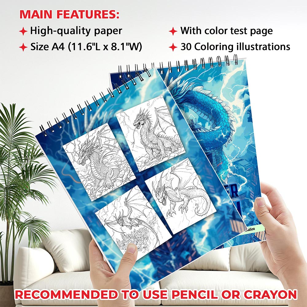 MOTAVYN Thunder Dragon Coloring Sheets for Adults