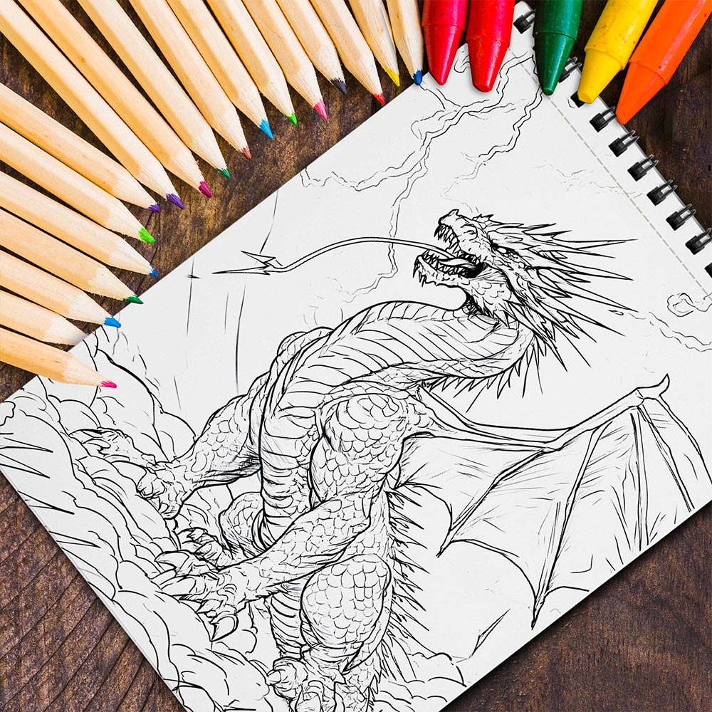 MOTAVYN Thunder Dragon Spiral Coloring Book for Adults