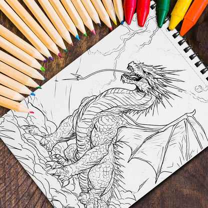 MOTAVYN Thunder Dragon Spiral Coloring Book for Adults
