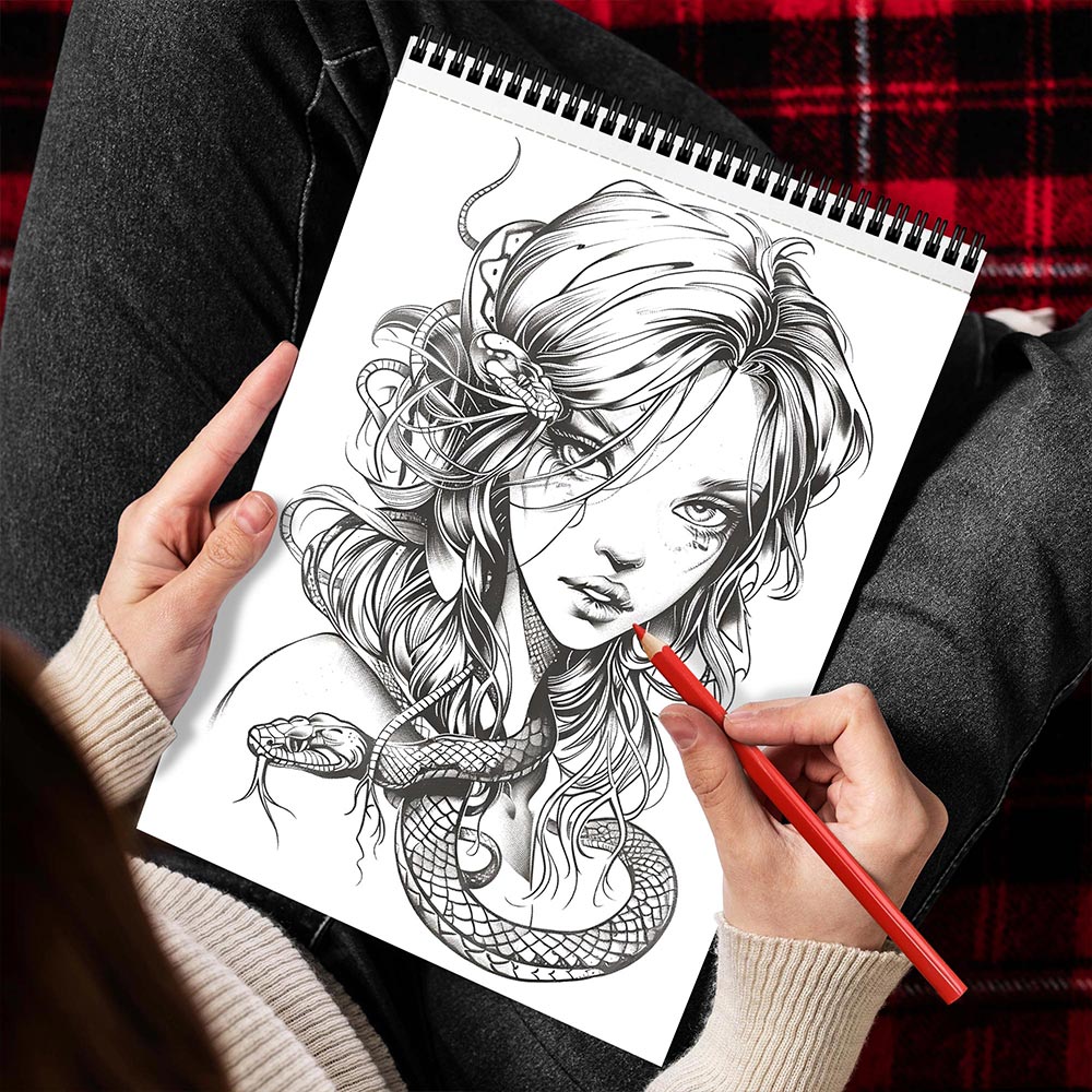 MOTAVYN Viper Ladies Spiral Bound Coloring Book for Adults