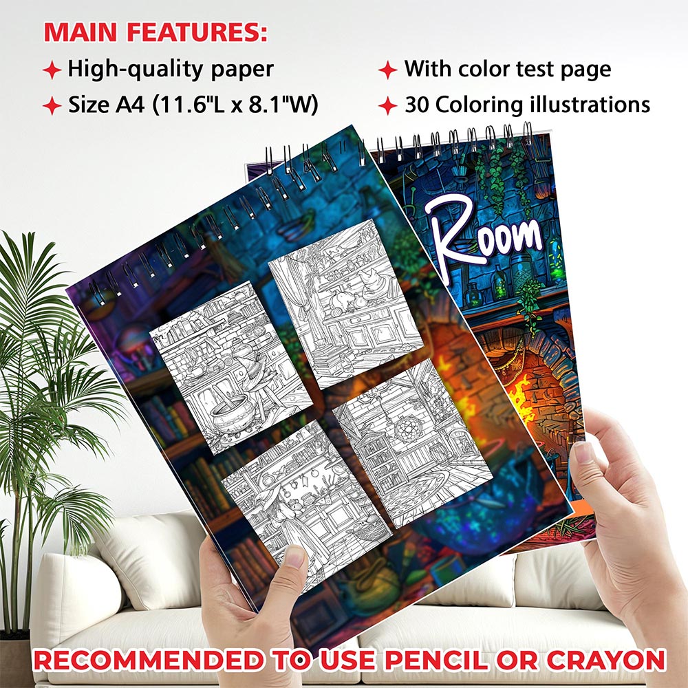 MOTAVYN Witch Room Coloring Sheets for Adults