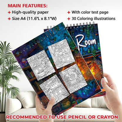 MOTAVYN Witch Room Coloring Sheets for Adults