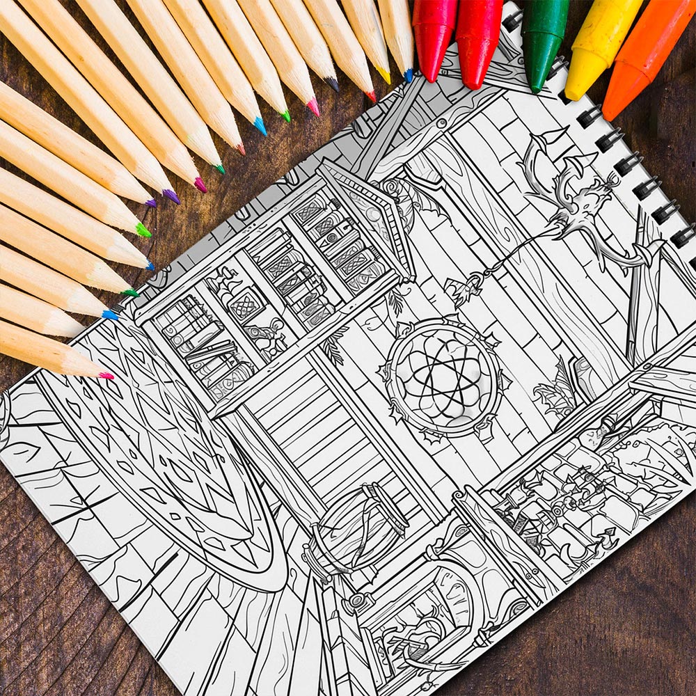 MOTAVYN Witch Room Spiral Coloring Book for Adults