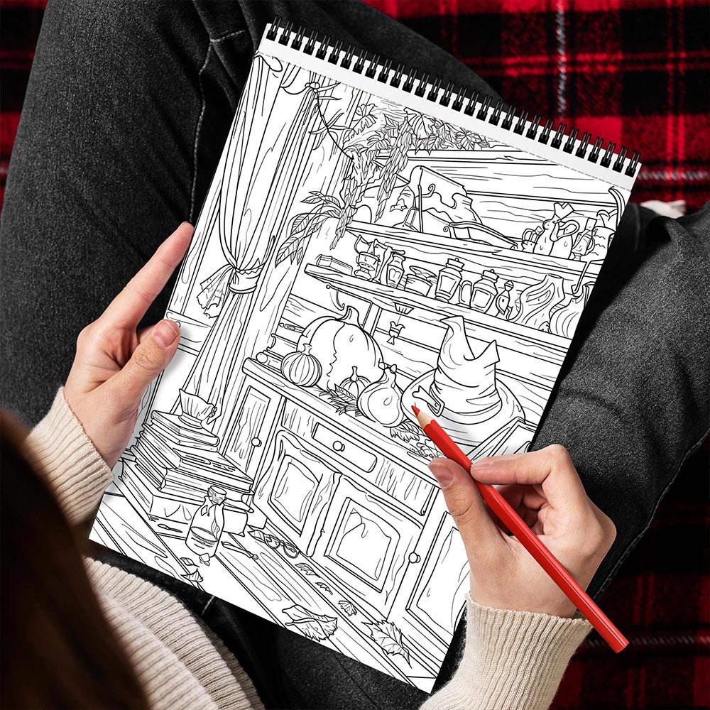 MOTAVYN Witch Room Spiral Bound Coloring Book for Adults