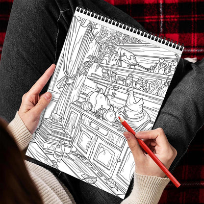 MOTAVYN Witch Room Spiral Bound Coloring Book for Adults