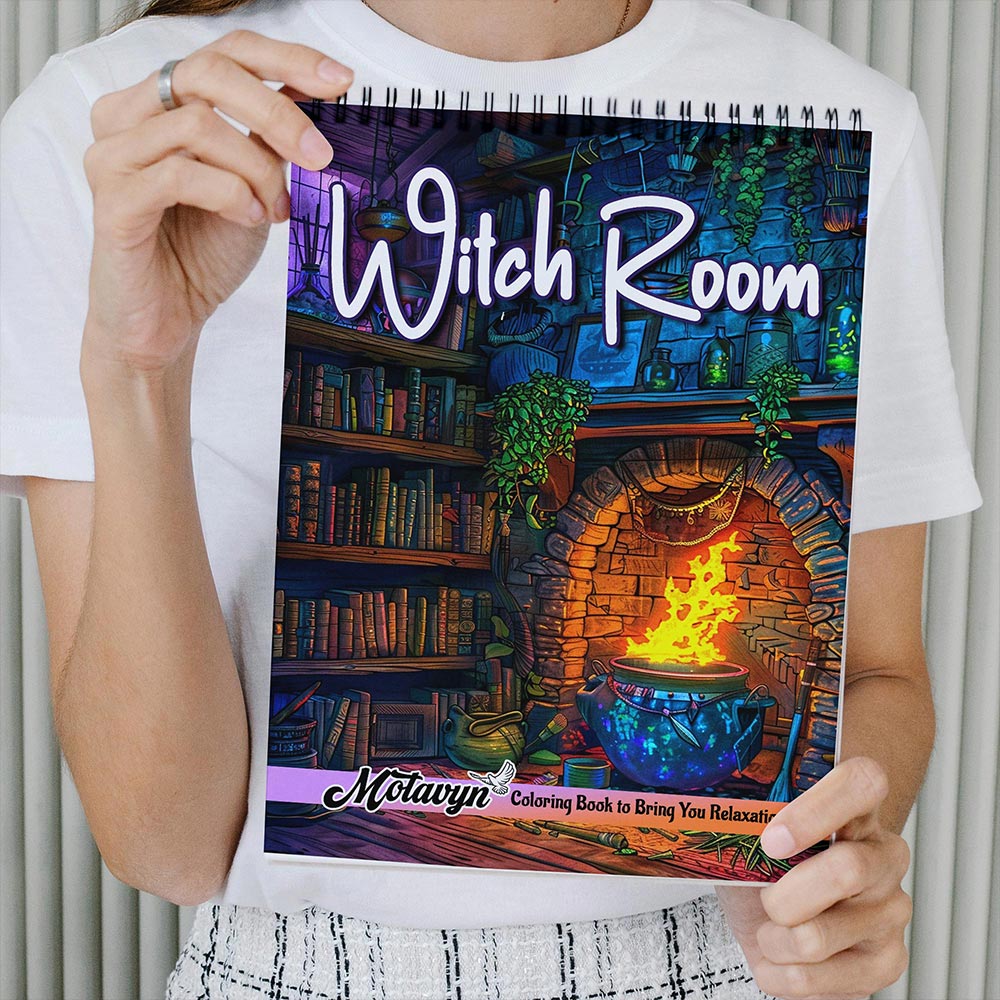 MOTAVYN Witch Room Coloring Book Spiral Bound for Adults