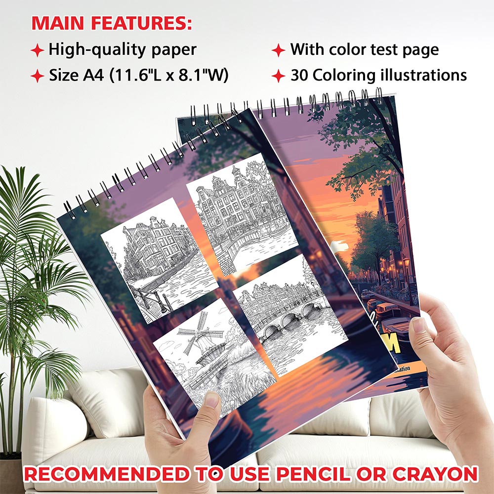 MOTAVYN Wonderful Amsterdam Coloring Sheets for Adults