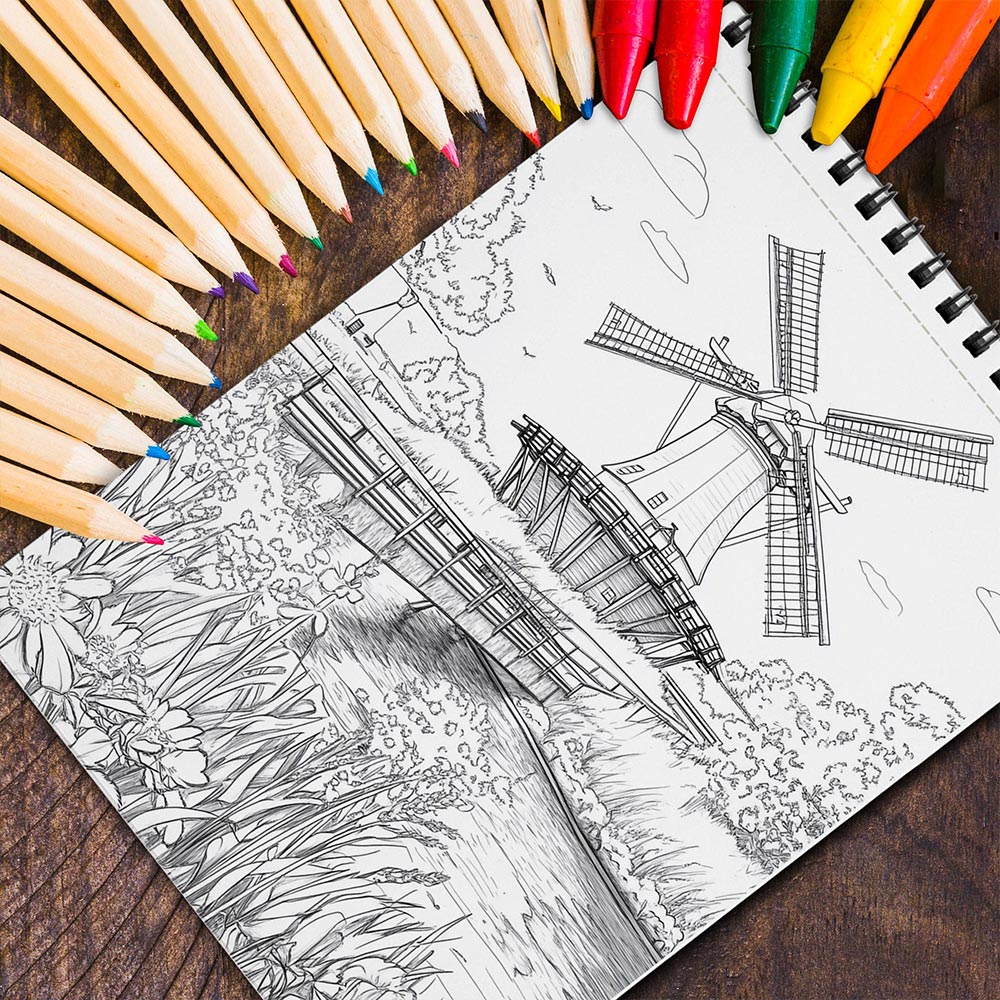MOTAVYN Wonderful Amsterdam Spiral Coloring Book for Adults