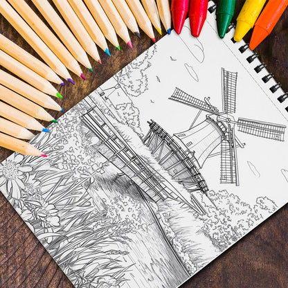 MOTAVYN Wonderful Amsterdam Spiral Coloring Book for Adults