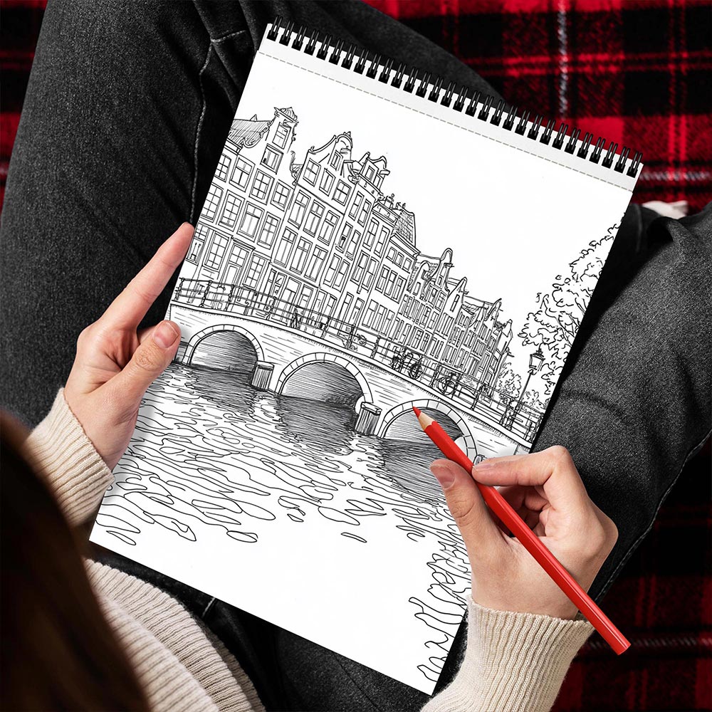 MOTAVYN Wonderful Amsterdam Spiral Bound  Coloring Book for Adults