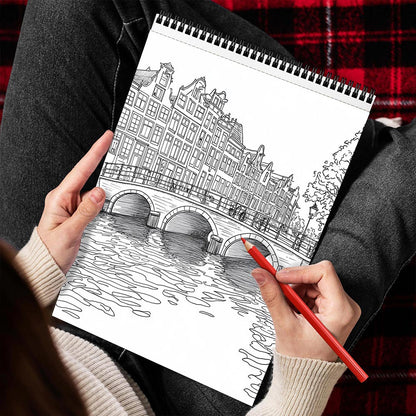 MOTAVYN Wonderful Amsterdam Spiral Bound  Coloring Book for Adults