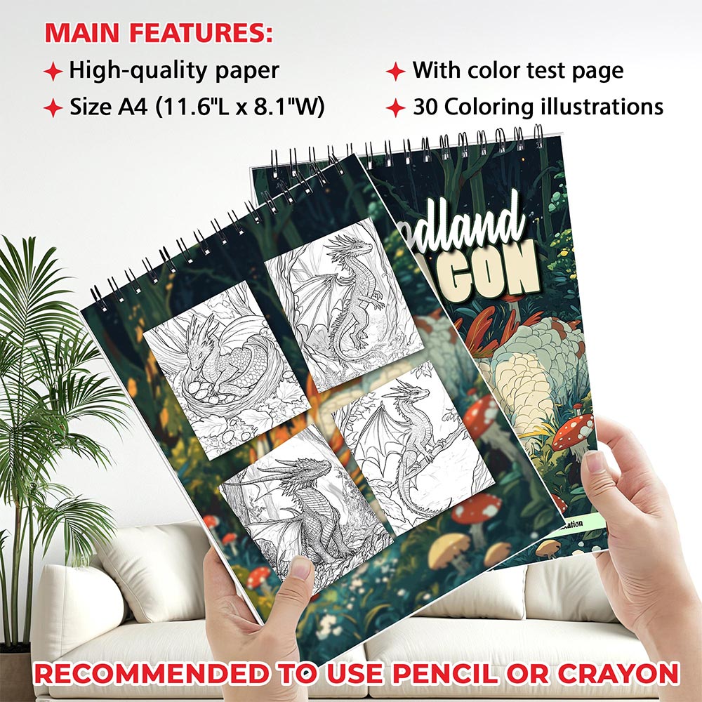 MOTAVYN Woodland Dragon Coloring Sheets for Adults