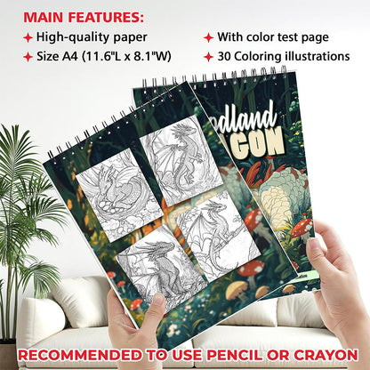 MOTAVYN Woodland Dragon Coloring Sheets for Adults