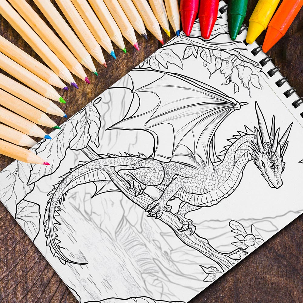 MOTAVYN Woodland Dragon Spiral Coloring Book for Adults
