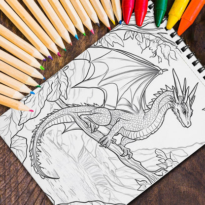 MOTAVYN Woodland Dragon Spiral Coloring Book for Adults