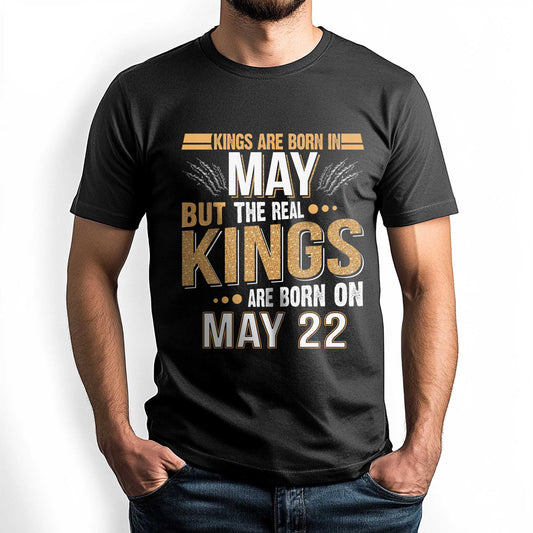 Netecom Kings Are Born on May 22 T-Shirt, Vintage May Birthday Shirt for Men, Funny Graphic Tee, Perfect Gift for Him