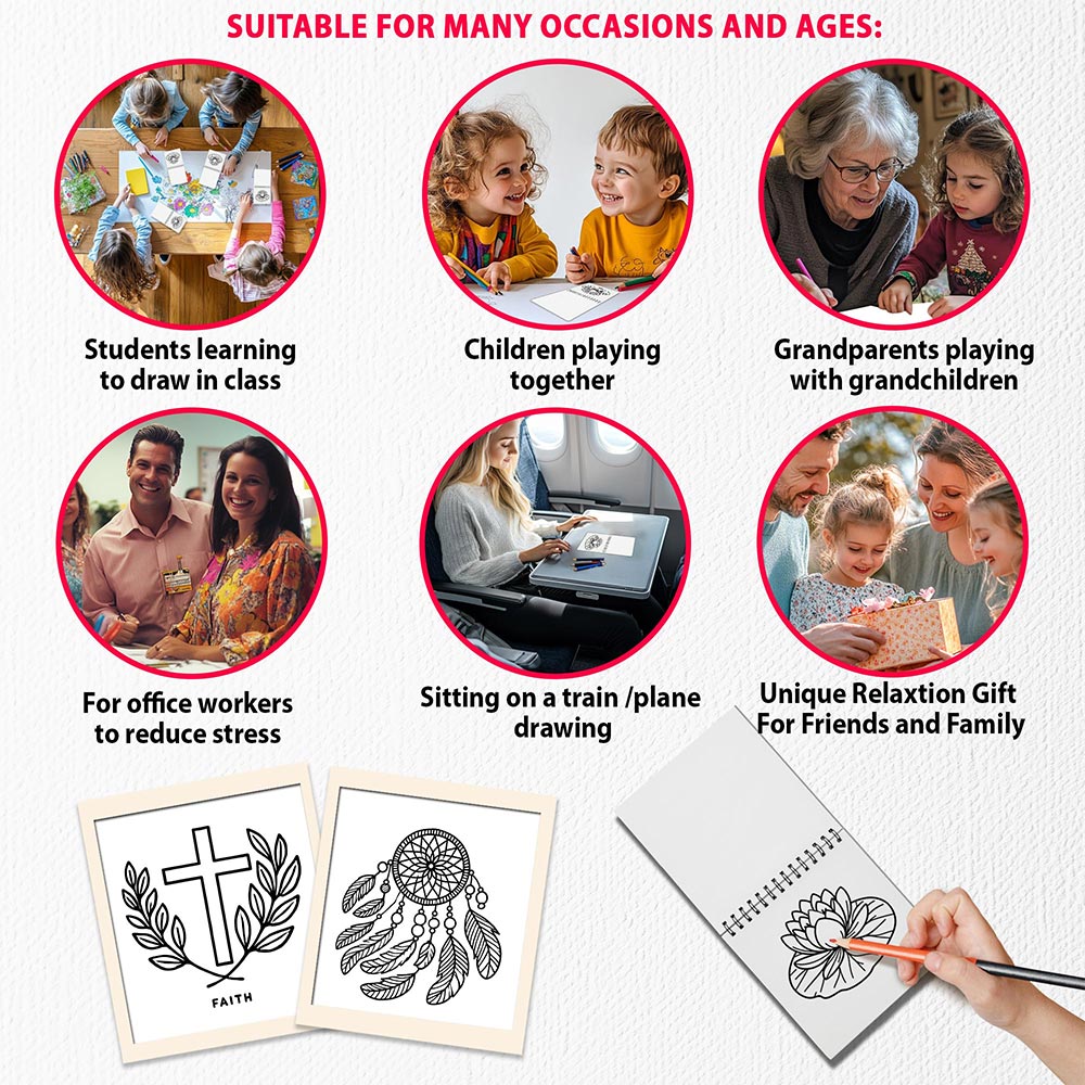 Minimalist Mini Coloring Book Spiral Bound for Adult