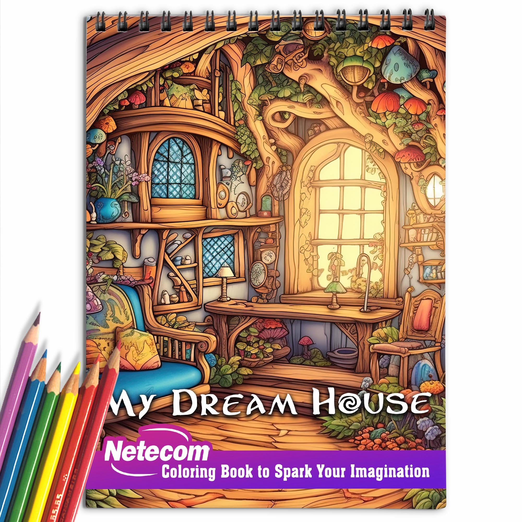 Netecom My Dream House Coloring Book for Adult, Spiral Bound, Soft Cov