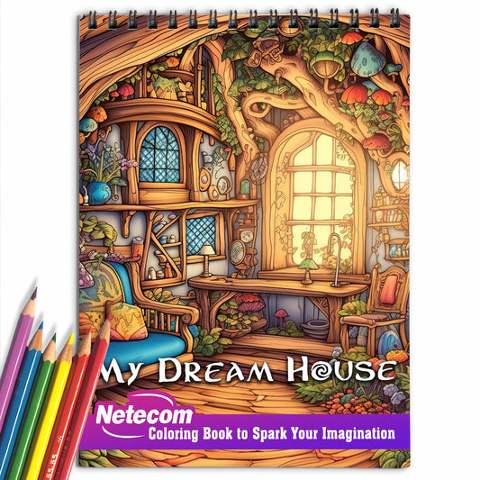 Netecom My Dream House Coloring Book for Adult, Spiral Bound, Soft Cover