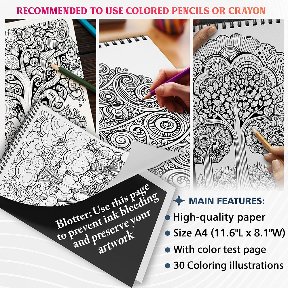 NETHOUSE Abstract Trees Coloring Sheets for Adults