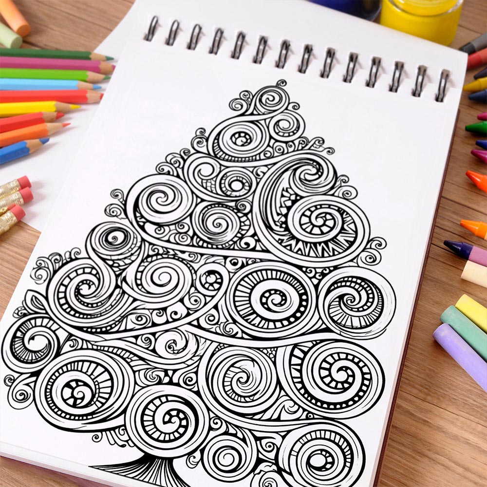 NETHOUSE Abstract Trees Coloring Book Spiral Bound for Adults