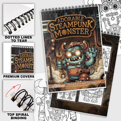 NETHOUSE Adorable Steampunk Monster Coloring Pages For Adults