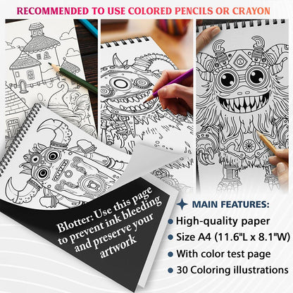 NETHOUSE Adorable Steampunk Monster Coloring Sheets For Adults