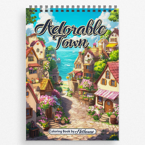 NETHOUSE Adorable Town Coloring Book For Adults