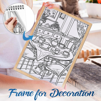 NETHOUSE Afternoon Tea Coloring Book For Adults Relaxation & Stress Relief, 30 Coloring Pages of Elegant Tea Sets, Cozy Tea Parties, Delicate Teacups, and Charming Afternoon Garden Scenes