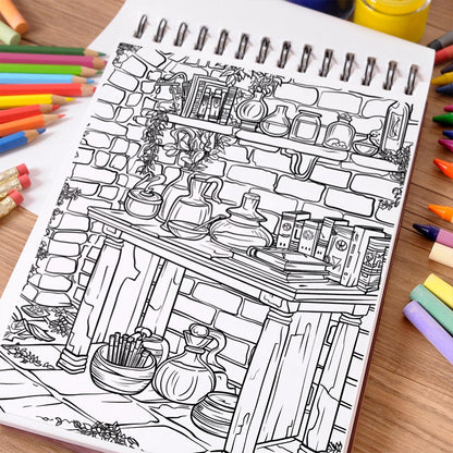 NETHOUSE Alchemy Potion Coloring Book Spiral Bound For Adults
