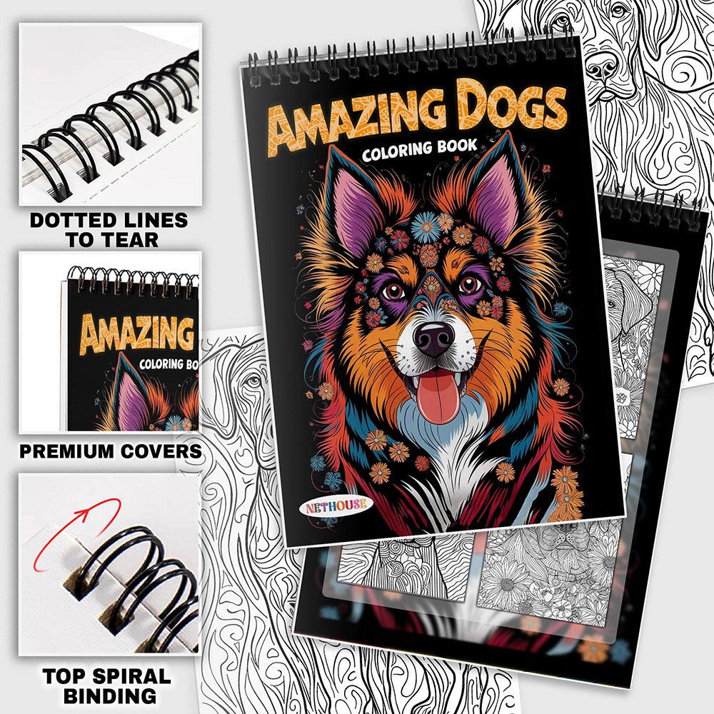 NETHOUSE Amazing Dogs Coloring Pages for Adults