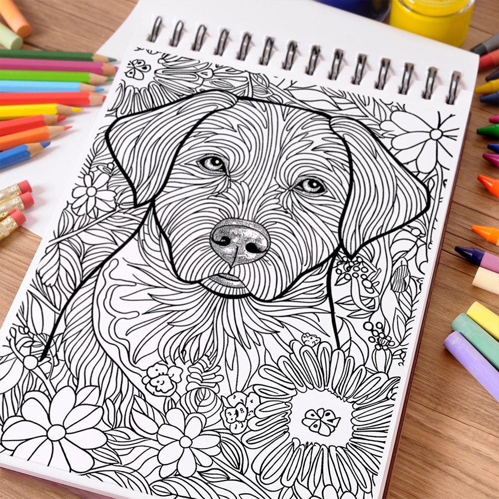 NETHOUSE Amazing Dogs Coloring Book Spiral Bound for Adults