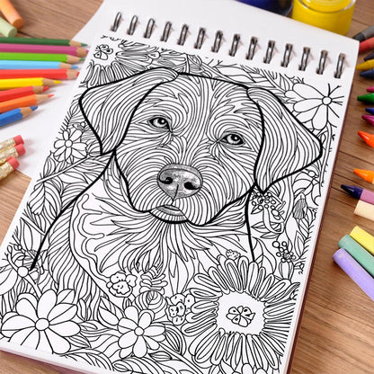 NETHOUSE Amazing Dogs Coloring Book Spiral Bound for Adults