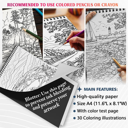 NETHOUSE American Landscapes Coloring Sheets For Adults
