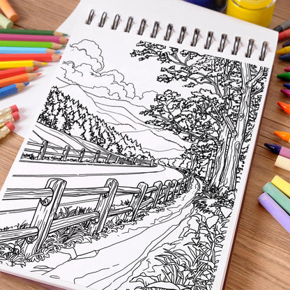 NETHOUSE American Landscapes Coloring Book Spiral Bound For Adults