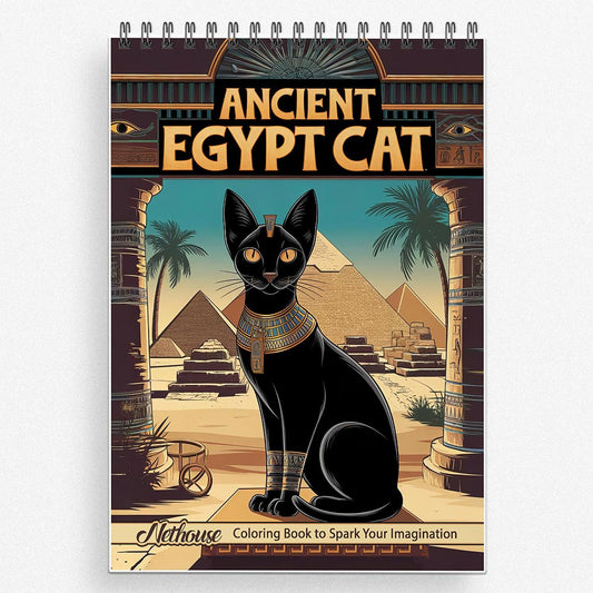 NETHOUSE Ancient Egypt Cat Coloring Book For Adults