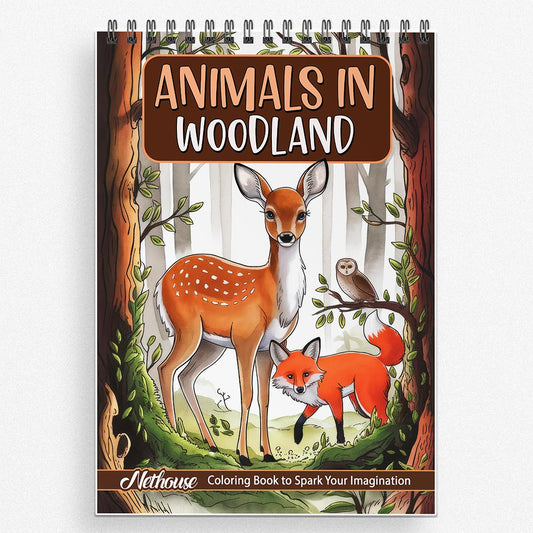 NETHOUSE Animals In Woodland Coloring Book For Adults