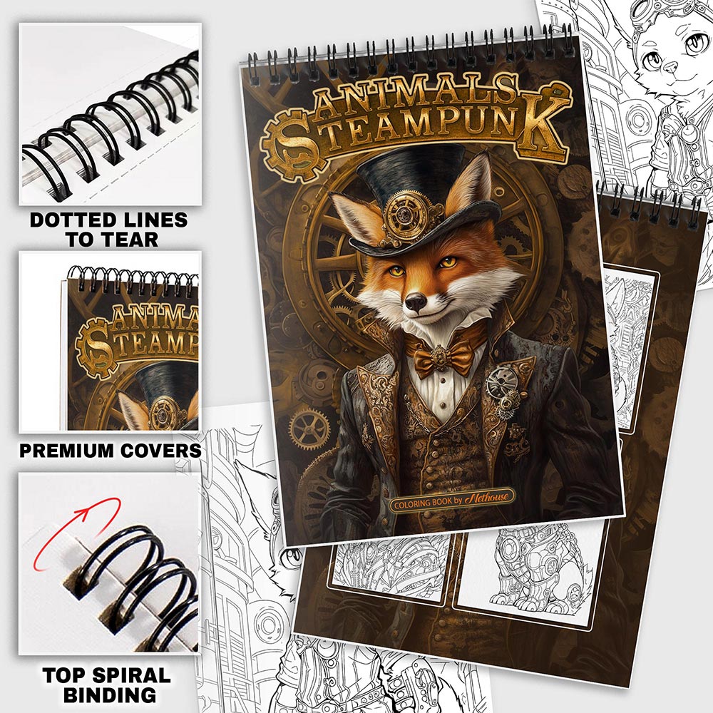 NETHOUSE Animals Steampunk Coloring Pages For Adults