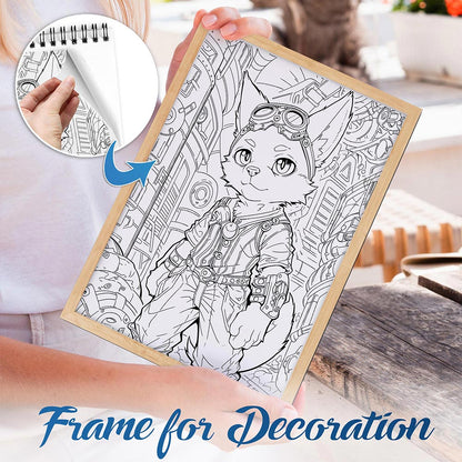 NETHOUSE Animals Steampunk Spiral Bound Coloring Book For Adults