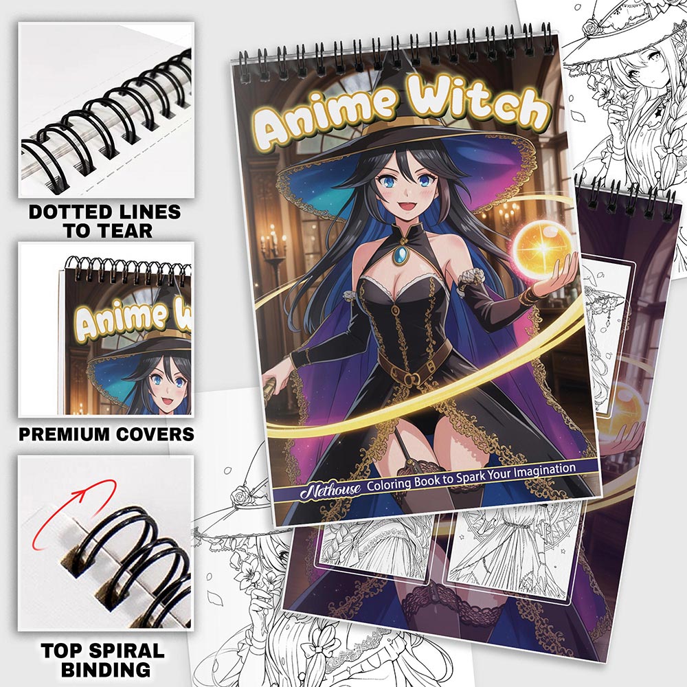 NETHOUSE Anime Witch Coloring Pages For Adults