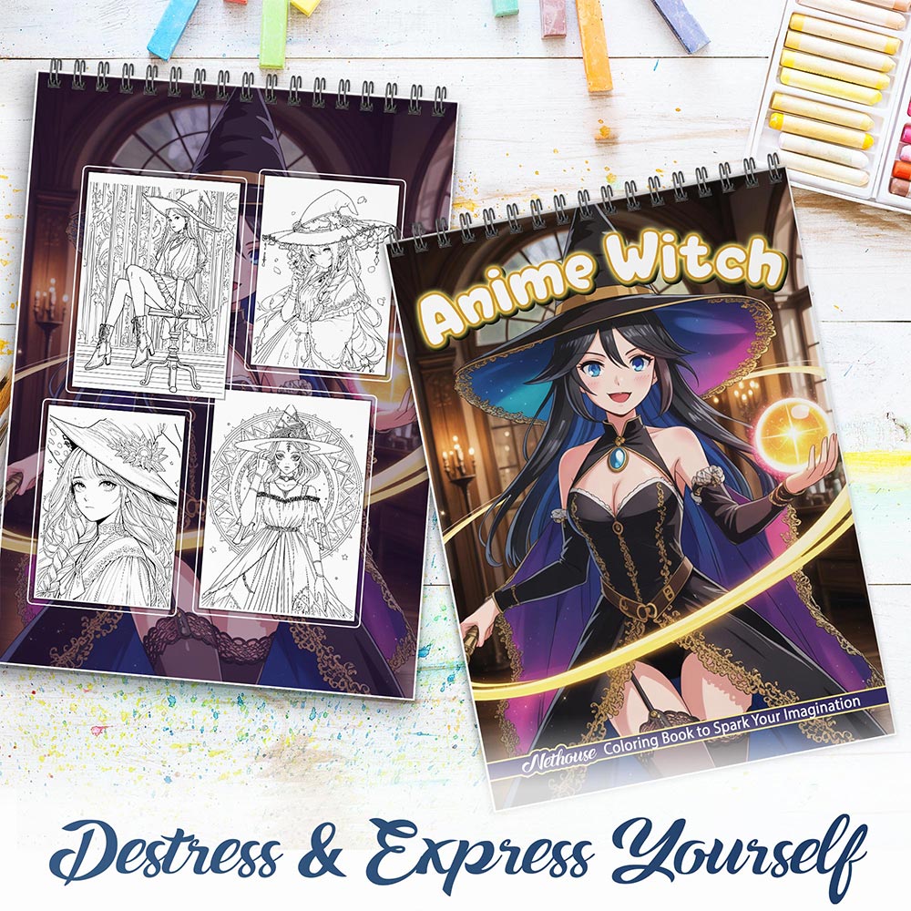 NETHOUSE Anime Witch Spiral Coloring Book For Adults